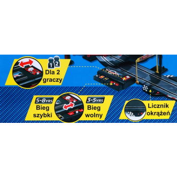 6-metrowy Tor wyścigowy dla dzieci 3-8 lat + Świetlne pętle 360 + 2 autka + Licznik okrążeń